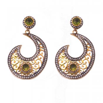 Nickel-Free Gold Plated CZ Stone Seated Designer Earrings 